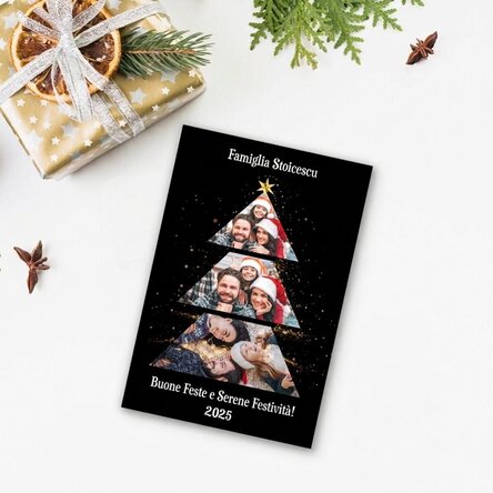 Magnete personalizzato 10x15 cm con 3 foto e testo - Albero di Natale