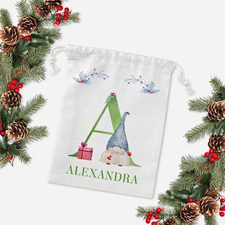 Piccolo sacchetto regalo personalizzato con iniziale e nome