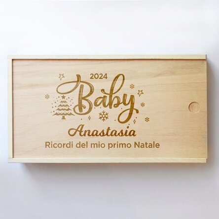 Scatola regalo personalizzata in legno - Ricordi del primo Natale