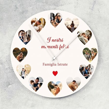 Orologio personalizzato con 12 foto e testo - I nostri momenti