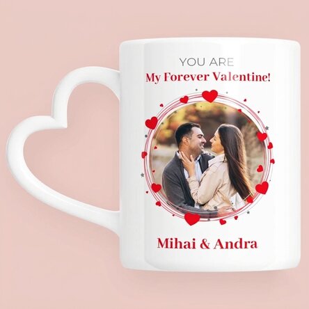 Tazza personalizzata con foto e testo - Forever - modello con manico a forma di cuore