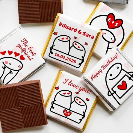 Set di 5 mini cioccolatini personalizzati con scritta - Cute love