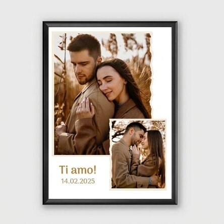 Quadro personalizzato con 2 foto e una frase - Ti amo!