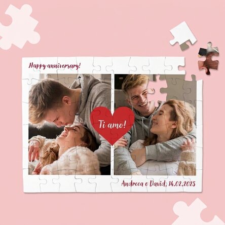 Puzzle personalizzato con 2 foto e testo - Love