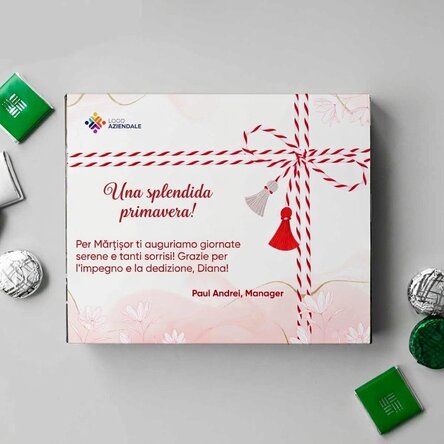 Scatola di caramelle personalizzata con logo e testo