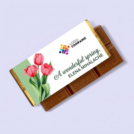 Mini chocolate bar personalised with logo and message - A wonderful spring