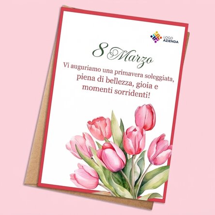 Biglietto personalizzato con messaggio e logo - Fiori