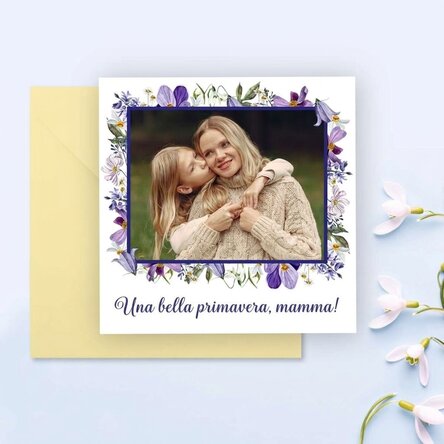 Biglietto quadrato personalizzato con testo e foto - Primavera