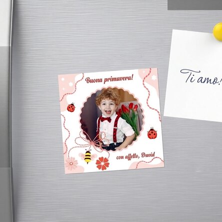 Magnete 10x10 personalizzato con una foto e un testo - 1° marzo