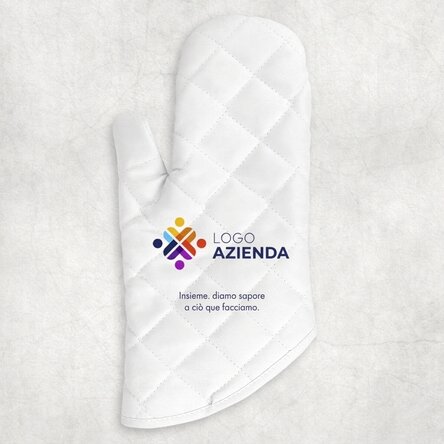 Guanto da cucina personalizzato con logo e testo