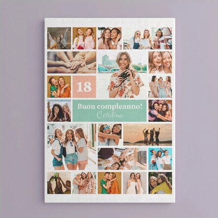 Quadro su tela personalizzato con 21 foto e testo - Collage