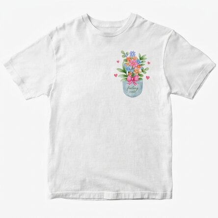 Maglietta in cotone personalizzata con scritta - Pocket flowers