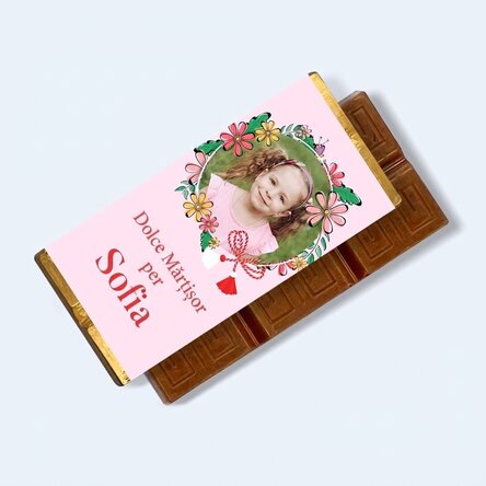 Mini tavoletta di cioccolato personalizzata con messaggio e foto