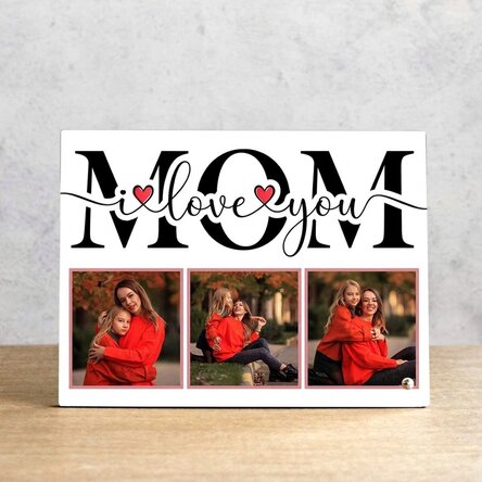 Personalised desk photo frame with 3 photos - Mom