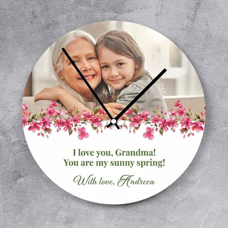 Orologio personalizzato con foto e messaggio - Floral