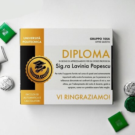 Scatola di cioccolatini personalizzata con messaggio - Attestato per l'insegnante