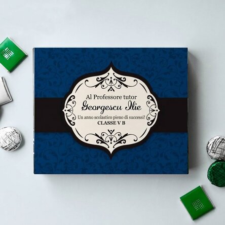 Scatola di caramelle personalizzata con un messaggio per gli insegnanti