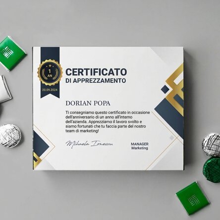 Scatola di cioccolatini personalizzata con messaggio - Riconoscimento per i dipendenti