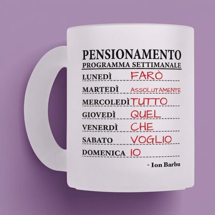 Bicchiere in vetro opaco personalizzato con testo - Programma settimanale