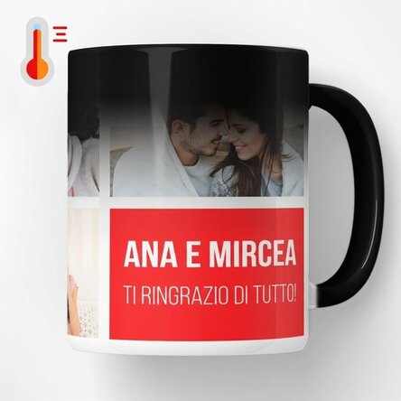 Tazza termosensibile personalizzata con 5 foto e testo