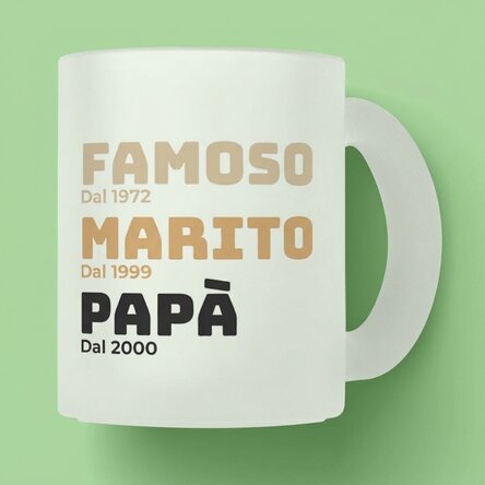 Tazza in vetro opaco personalizzata con testo - La storia di mio padre