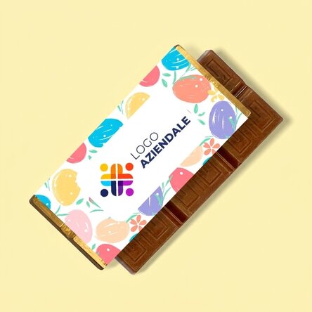 Mini tavoletta di cioccolato personalizzata con logo e messaggio - Uova colorate