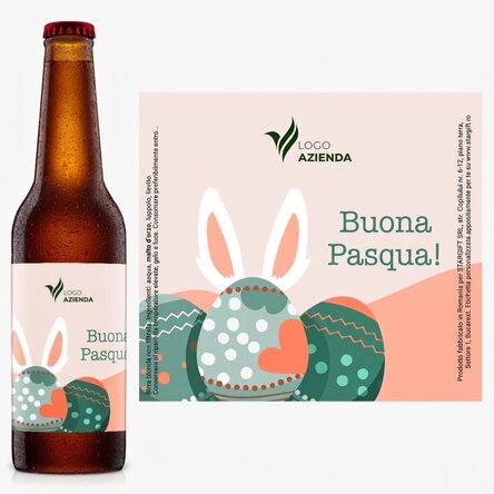 Birra personalizzata con logo e testo - Buona Pasqua!