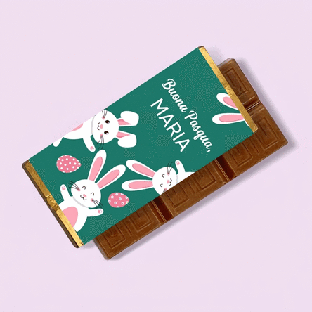 Mini tavoletta di cioccolato personalizzata con messaggio - Coniglietti pasquali