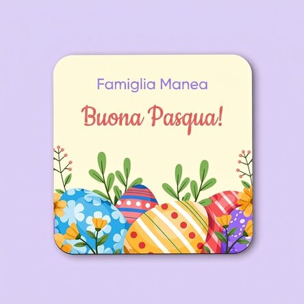 Sottobicchiere personalizzato con messaggio - Buona Pasqua!