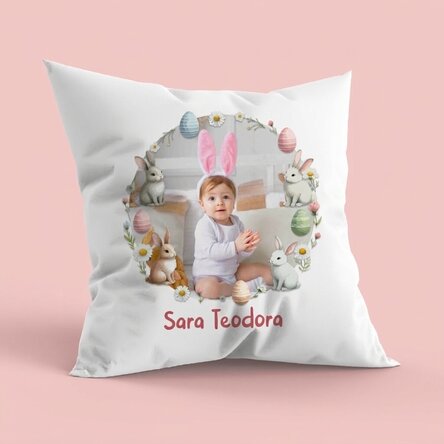 Cuscino personalizzato con nome e foto - Buona Pasqua!