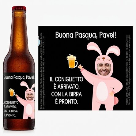 Birra personalizzata con foto e messaggio - Coniglio