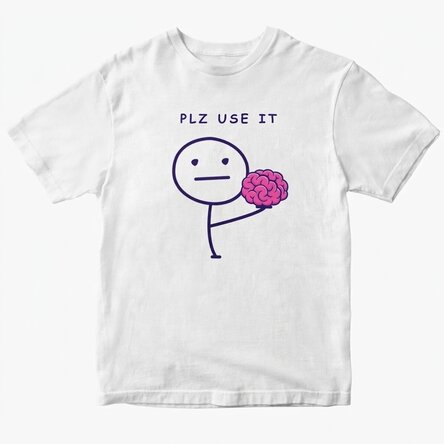 Maglietta in cotone personalizzata con scritta - Brain