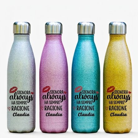 Thermos con glitter personalizzato con nome - Mrs. Always Right
