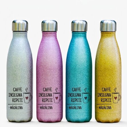 Tazza termica con glitter personalizzata con scritta - Coffee