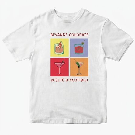 Maglietta in cotone personalizzata con scritta - Drinks