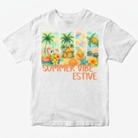 Maglietta in cotone personalizzata con scritta - Summer vibes
