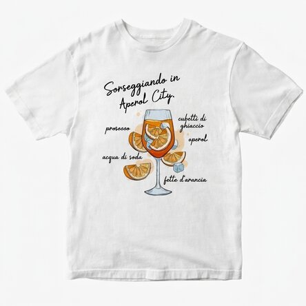 Maglietta in cotone personalizzata con scritta - Aperol