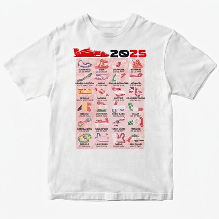 Maglietta in cotone personalizzata con scritta - Formula 1 2025