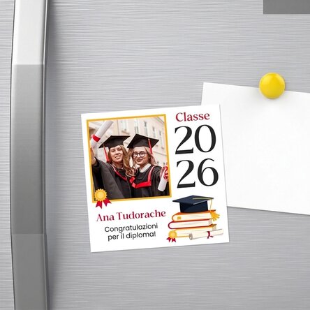 Magnete 10x10 personalizzato con foto e messaggio - Laurea