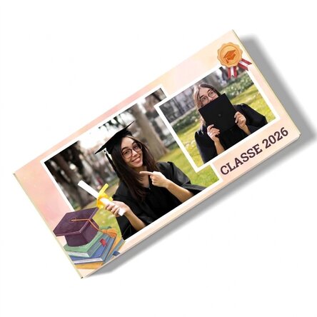 Cioccolato personalizzato con testo e 2 foto - Laurea