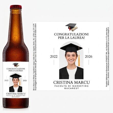 Birra personalizzata con messaggio e foto - Laurea