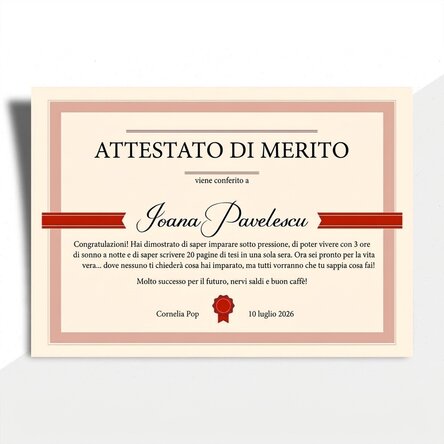 Diploma personalizzato con testo - Diploma di merito