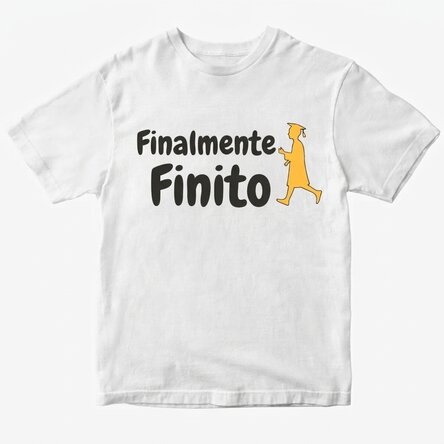Maglietta in cotone personalizzata con la scritta "Finally done"
