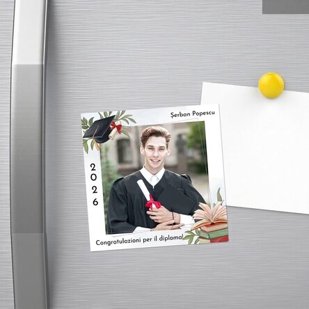 Magnete 10x10 personalizzato con foto e testo - Biglietti di auguri per la laurea