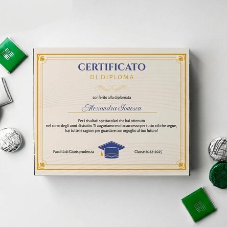Scatola di cioccolatini personalizzata con scritta - Attestato di diploma