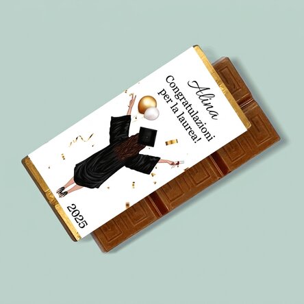 Mini tavoletta di cioccolato personalizzata con un messaggio per i diplomati
