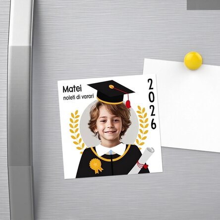 Magnete 10x10 personalizzato con foto e messaggio - Laureato
