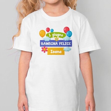 Maglietta in cotone per bambini personalizzata con una frase - Festa dei Bambini
