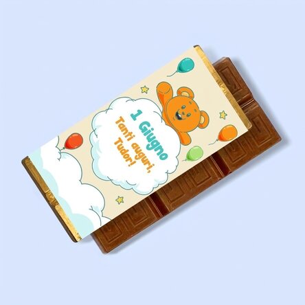 Mini tavoletta di cioccolato personalizzata per bambini con messaggio - Festa dei bambini
