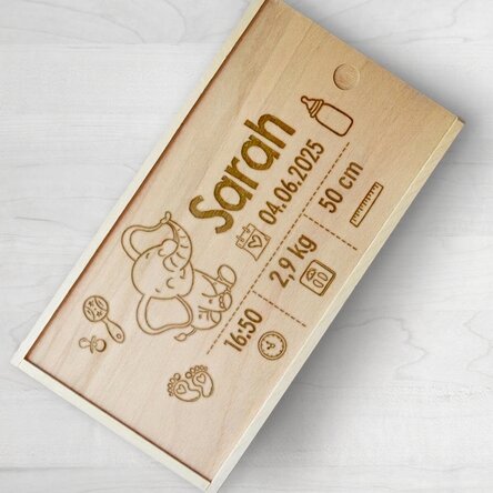 Scatola regalo personalizzata in legno con scritta - Neonati